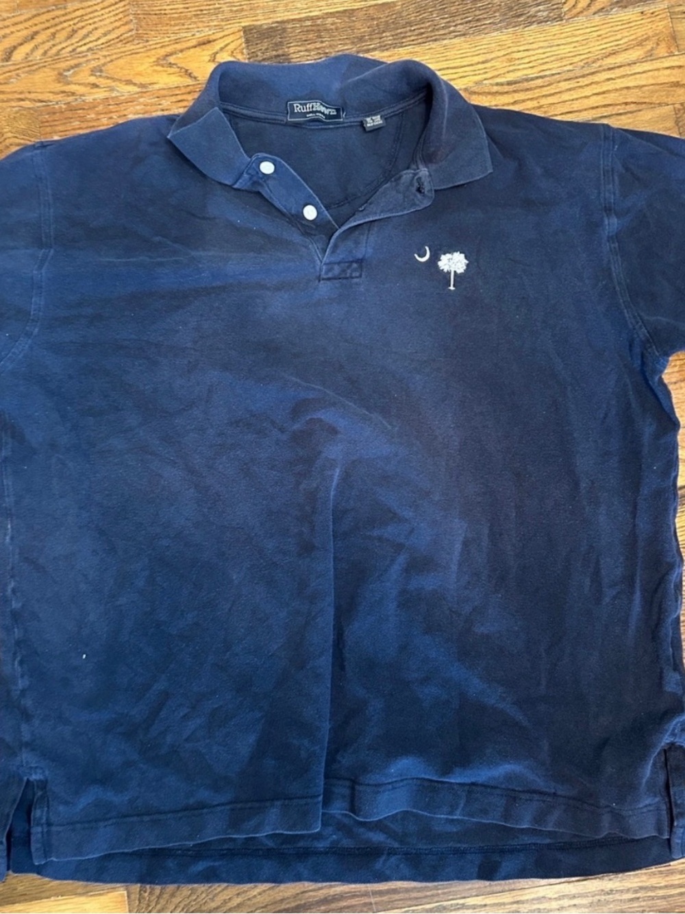 Ruff Hewn Men's Navy Polo with Embroidered Palmetto and Crescent